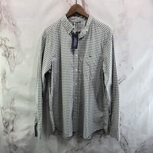 Vineyard Vines Shirt Mens Large Gray Plaid Button Up Long Sleeve On The Go OTG